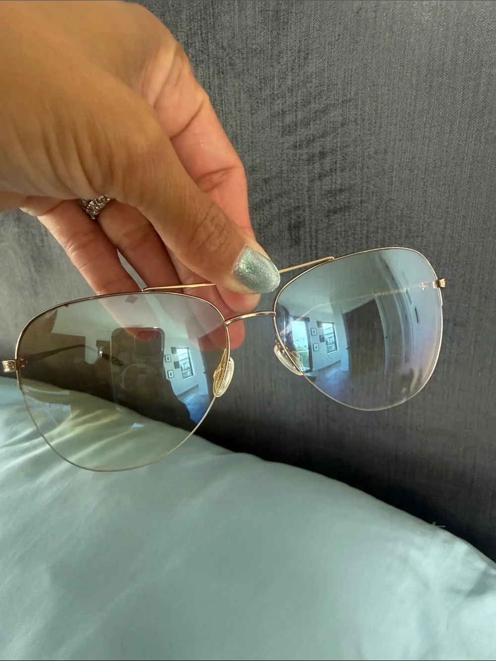 Barton Perreira chevalier Gold Frame Aviator Sunglasses with Pale Green Lenses